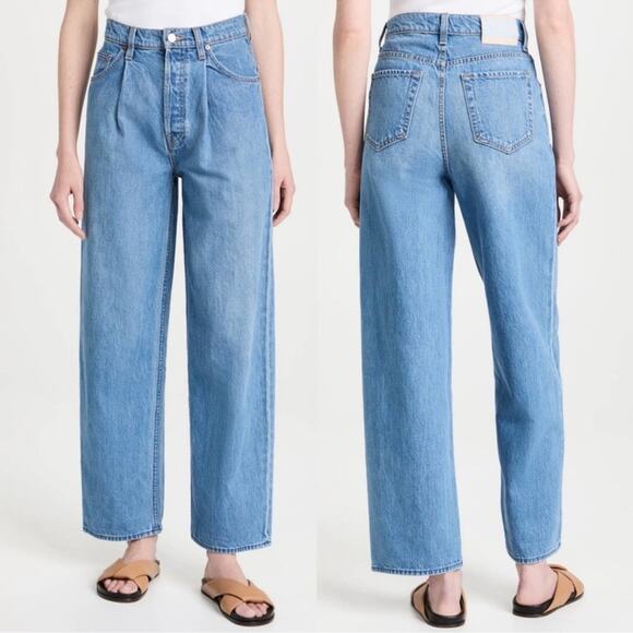 MOTHER Denim - Mother SNACKS The Pleated Fun Dip Puddle Wide Leg Jeans Women’s Size 33